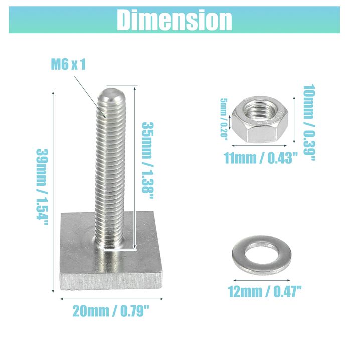Boulon de barre de toit X AUTOHAUX M6 universel T Forme Boulon pour Toit Étagère T Boulons 8Pcs - Auto