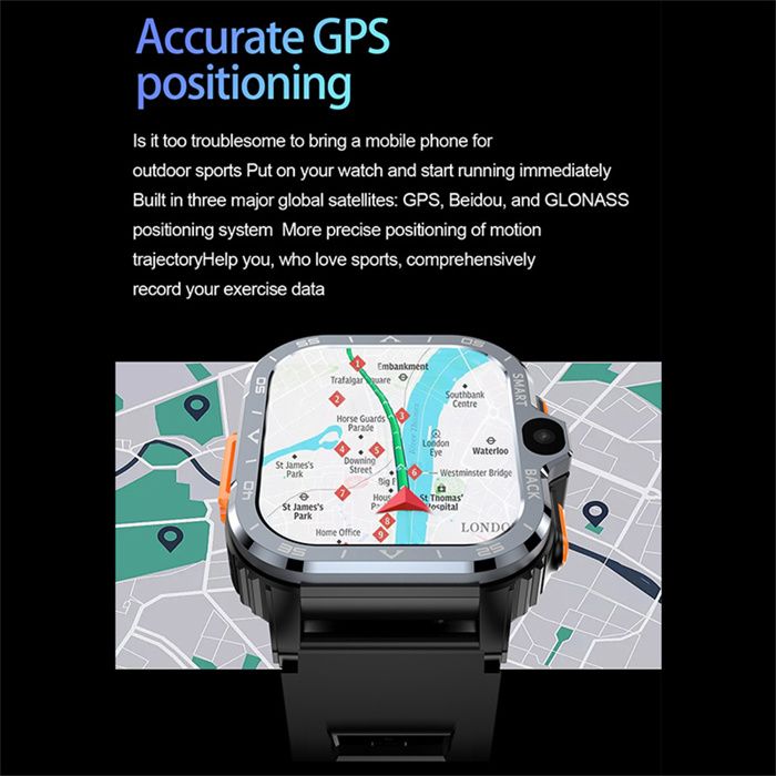 AIEK Smartwatch 4G Con SIM, Android 8.1, GPS, Schermo AMOLED 1,43'', 2+16GB, Monitor Frequenza Cardiaca, Rosso - 6