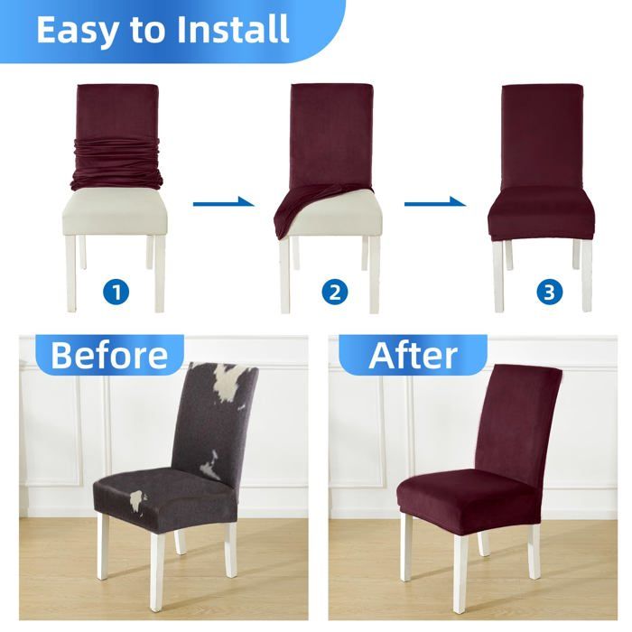 Ystyle Lot De 4 Housses De Chaise Extensibles - Couvre-Chaises Élastiques Salle à Manger, Lavables, Protection Anti-Taches, Style Moderne Clair