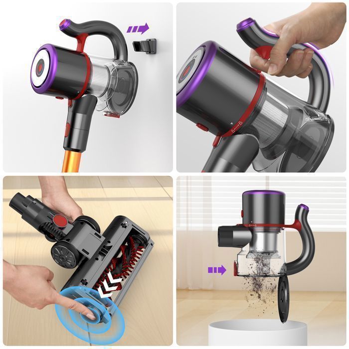 LEVOIT Aspirateur sans fil Levoit LVAC-300 PLUS avec une brosse anti- emmêlement, moteur de 240W et tête flexible à 180°. - Electroménager