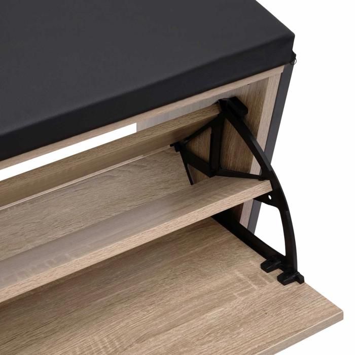 Banc De Rangement à Chaussures Avec Coussin Et 4 Portes Et étagères Réglables, Organiseur De Chaussures Caché Pour Couloir, Chambre à Coucher, Noir