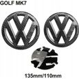 Lot de 2pcs Insigne logo emblème avant 135mm -arrière 110mm Fibre Carbone Noir pour Volkswagen VW GOLF 7 MK7-0