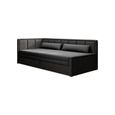 Canapé en lit Convertible avec Coffre de Rangement 3 Places Relax Droit214x77x82 cm - FULO (Gauche, Noir + Gris - Poco 04 + 10)-0