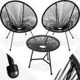 TECTAKE Ensemble table et chaises de jardin SANTANA Résistant aux intempéries Résistant aux UV - Noir-0