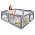 Parc pour bébé - XMTECH - 180 x 150 x 68 cm - Gris - Centre d'activité - Grille de protection pour enfants-0