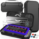 SENSBUN Pochette transport pour Nintendo Switch 2, accessoires étui protection sacoche noir avec 3 verres trempés 10 emplacements pour jeux