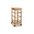 Desserte de Cuisine - WADIGA - Rangement Légumes en Bois et Métal - 3 paniers tiroirs grillagés - Roulettes