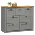 IDIMEX Commode chambre BOLTON L 110 cm en bois massif lasuré gris et brun 7 tiroirs meuble de rangement adulte buffet