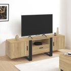 IDMARKET Meuble TV 160 cm PHOENIX 3 portes bois et noir
