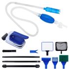 KEESIN Kit de Nettoyeur Aquarium 8 en 1, Grattoir à Algues, Aspirateur Siphon Gravier, Nettoyage Vitre Aimant Aquarium, Brosse Éponge