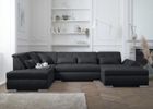 LISA DESIGN Vermont - canapé panoramique d'angle gauche - 7 places - XXL - Noir