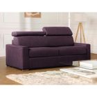 VENTE-UNIQUE Canapé 3 places convertible express en tissu VIZIR - Violet - Couchage 140 cm - Matelas 18 cm avec mémoire de forme DUNLOPILLO
