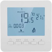 Thermostat de Chauffage Écran LCD Intelligent Régulateur de Température Ambiante Programmable pour Maison Chaudière à Murale au Sol