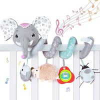 Spirale d'activité bébé - Marque - Modèle - Peluche en coton doux - Cloches et miroir - Éléphant gris