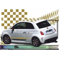 Fiat 500  - OR - Kit complet toit damier bandes bas de caisses Abarth  - Tuning Sticker Autocollant Graphic Decals