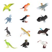 12-Pack Simulation Animal Modèle Figure Animaux Statues Figurines Playset pour Enfants Jouet Bureau Décoration Salles de Oiseau