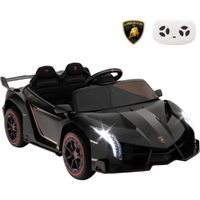 Lamborghini Voiture Électrique 12V/7 Ah pour Enfants, Télécommande 2.4 G, Portes Hydrauliques, LED, klaxon, MP3, USB, 3-8 Ans, Noir