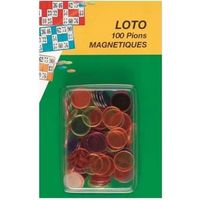100 pions magnetiques de loto pour carton Transparent fluo multicolore Jetons aimants pions marquage Set Accessoire et carte