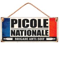 Plaque métal 'Messages' bleu blanc rouge (Picole Nationale - brigade anti-soif ) - 30x13 cm [R0861]