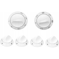 Kit de 6 boutons pour cuisinière à gaz Mastercook - Blanc - OEM - diamètre 4,9cm - diamètre de serrage 6mm