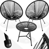 TECTAKE Ensemble table et chaises de jardin SANTANA Résistant aux intempéries Résistant aux UV - Noir