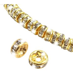Perles TOAOB 100pcs Perles Rondelles Perles D'espacement Perles Intercalaires en Métal 4mm Or avec Strass pour Fabrication de.[Z1838]
