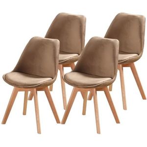 Chaise design ergonomique et stylisée au meilleur prix, Lot de 4 chaises  scandinave REMO coque taupe piétement hêtre laque noir mat