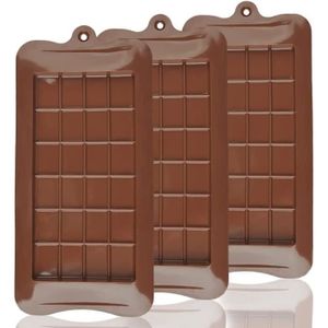 HautHome Lot de 3 moules à tablette de chocolat anti-adhésifs en silicone de qualité alimentaire pour barres protéinées et énergétiques,Chocolat bonbons gelée glaçons. 