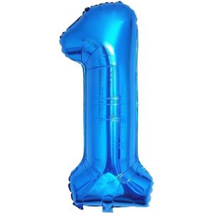 BALLON DÉCORATIF  40Pouces Ballon Chiffre Anniversaire 1 Bleu, 01234