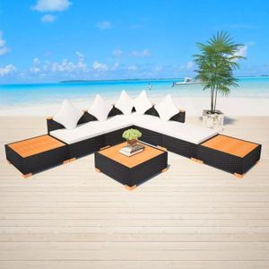 Salon bas de jardin Salon de jardin - VIDAXL - 8 pcs - Résine tressée 