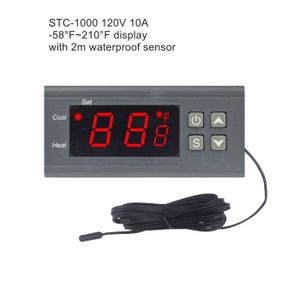COMMANDE CHAUFFAGE 120V Waterproof -Contrôleur de Température LCD numérique Thermostat STC 1000 1m-2m NTC Capteur Thermostat Régulateur Réchauffeur Ref