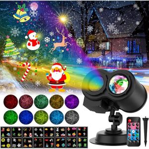 PROJECTEUR LASER NOËL Projecteur Noel ,16 Motifs LED 10 Couleurs Effet Vague d'Eau 2-en-1 Télécommande IP65 Lampe Projecteur Flocon de Neige Décorati