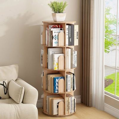 Bibliothèque D'angle LITTLE TREE à 6 étagères - 165 Cm, Finition Noyer, Style Industriel, Pour Salon Ou Bureau