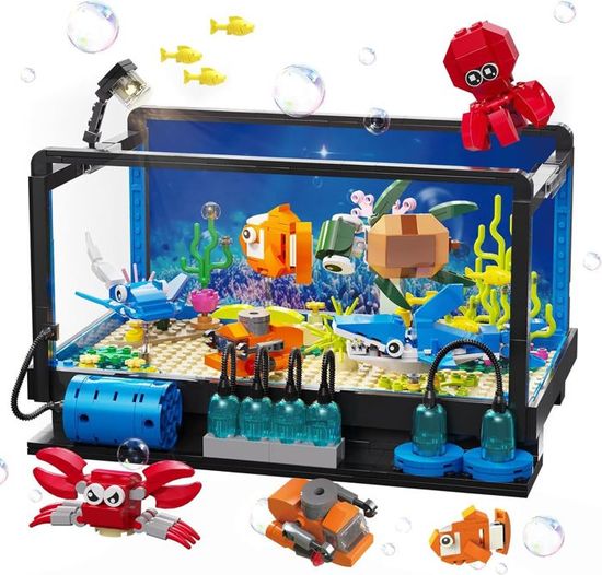 Aquarium Jouet Bébé Avec Lumières Et Musique – 4 Poissons Magnétiques, 2 Cannes à Pêche, Filet, Biberon – éducatif 2 Ans+