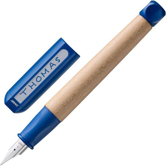 Lamy Abc Bleu Stylo Plume Enfant - Poignée Ergonomique, Plume F, Bois D'Érable, Cartouche Bleue