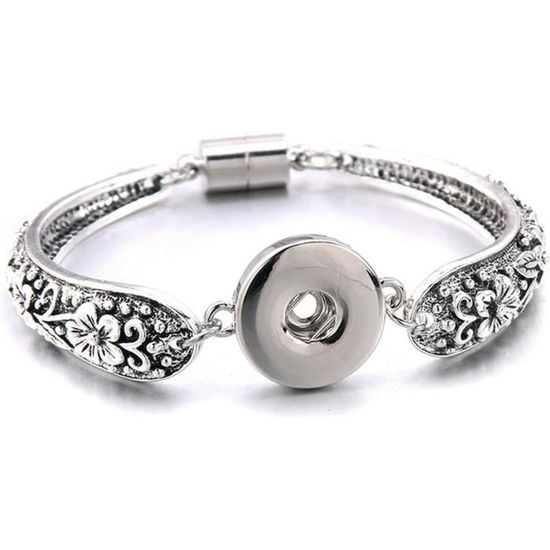 Bracelet à Bouton Pression En Métal Argenté - Style Minimaliste - Neuf Avec étiquettes