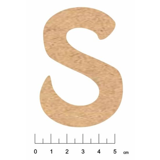 Alphabet En Bois Mdf Adhesif 7 5cm Lettre S Terre Et Bois