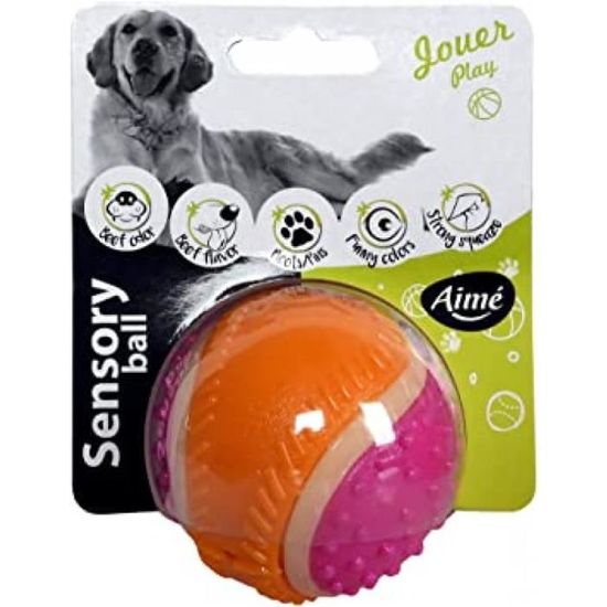 aime jouet balle pour chien, jouet 5 sens, balle 6 cm - goût boeuf - pour chien, jouet interactif chien