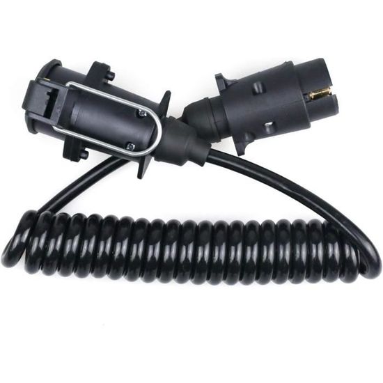 Rallonge Remorque 7 Broches 2m Spirale, Câble D'extension Pour Caravane Camion Rv Voiture Et Porte Velos 90051857