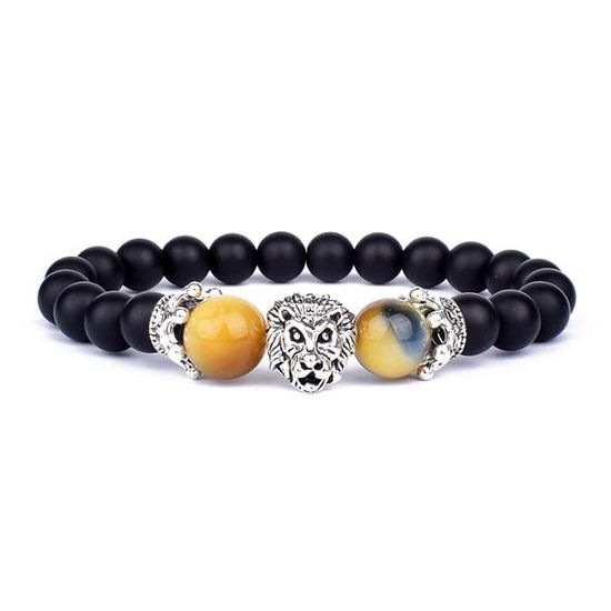 Bracelet Perles Pierre De Lave Et œil De Tigre Violet - Fait Main Sur Mesure