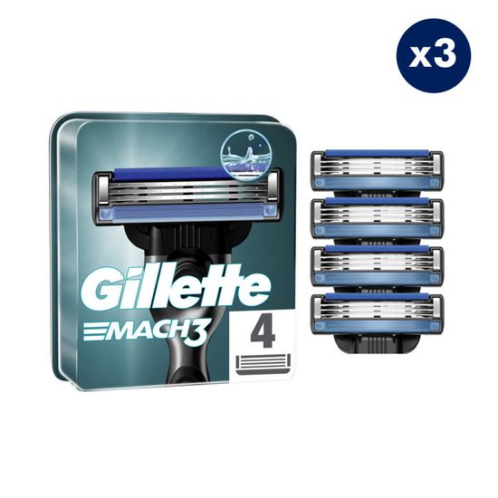 Lames De Rasoir Gillette Mach3 - Lot De 12 Pièces Neuves, Emballage D'origine