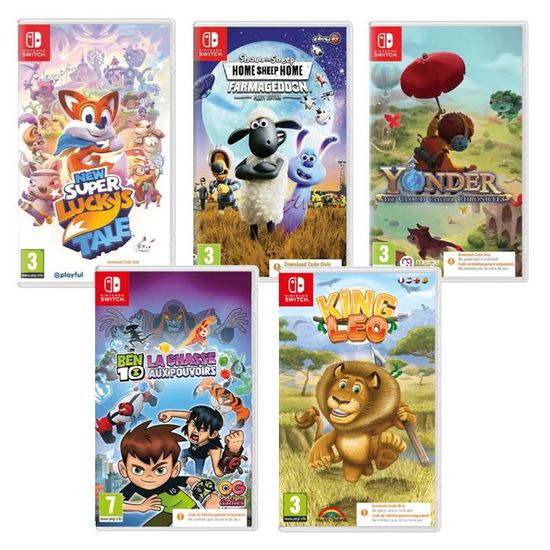 PACK 5 JEUX DE PLATEFORME NINTENDO SWITCH Bundle Code de Téléchargement Aventure et