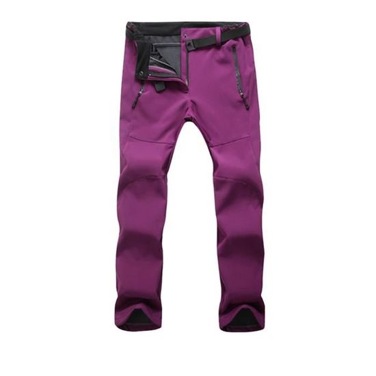 Pantalon Randonnée Homme Imperméable Coupe-vent - Doublure Polaire, Taille Réglable, Poches Zippées