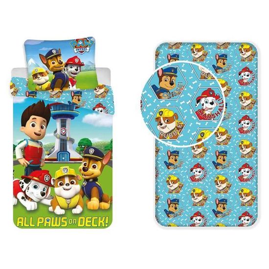 Drap-housse Enfant Paw Patrol 100% Coton - Taille 90x200 Cm, Rose, élastique