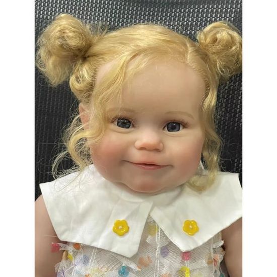 Poupee Reborn De 60cm De Grande Taille Avec Cheveux Longs Boucles Blonds 3d Plusieurs Couches De Peinture Avec 60CM BROWN EYES Cdiscount Jeux Jouets