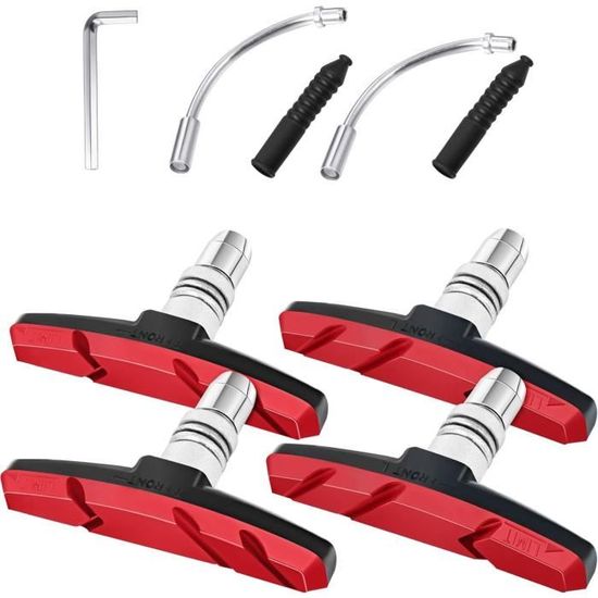 Cyclingcolors 4 Patins De Frein Vélo (2 Paires) 50mm - Compatibles Shimano Sram, Rouge