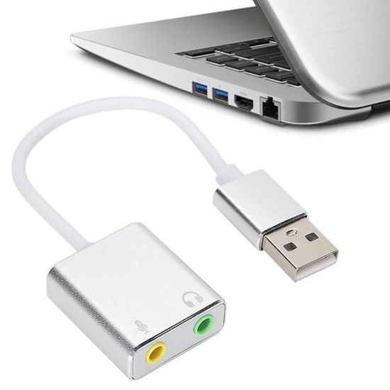 Carte Son USB Externe 7.1CH - Adaptateur Audio USB Vers 3.5mm - Plug & Play - Pour PC, Haut-parleur, Casque