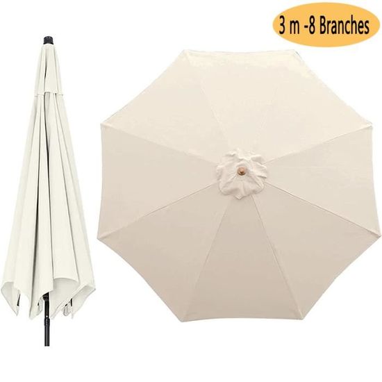 Parasol D'Extérieur À Rayures – 8 Baleines En Bois Massif, Parapluie De Table De Terrasse