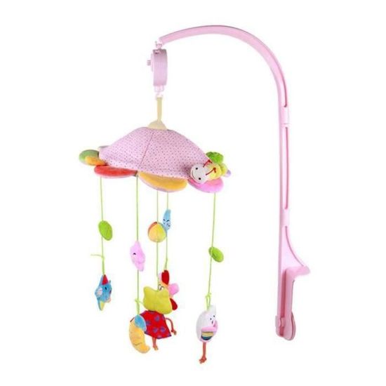 IS03407-Mobile musical bébé lit hochets coloré cloche jouets de nouveau-né bébé lit cloche mobile boîte à musique rotative