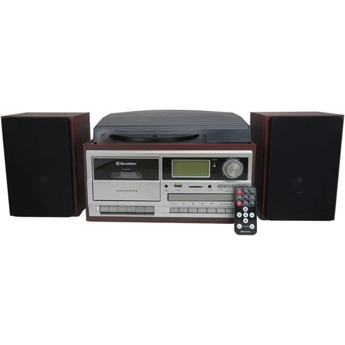 Chaîne Hi-Fi Roadstar HIF-8892EBT - Vinyle, CD, Cassette, Bluetooth, USB - Design Vintage Bois